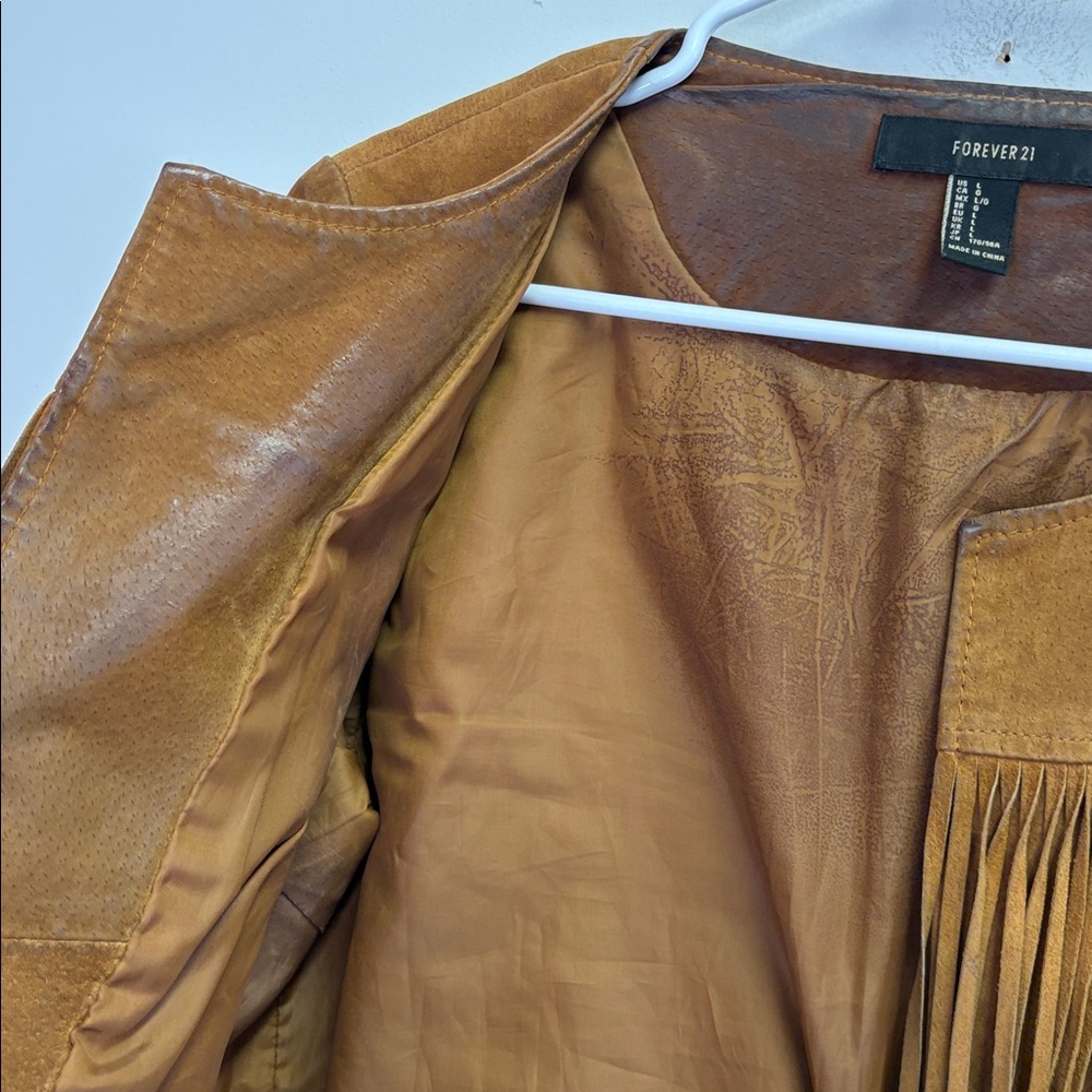 Forever 21 Suede Fringe Boho Western Jacket Size Large - Picture 6 of 12